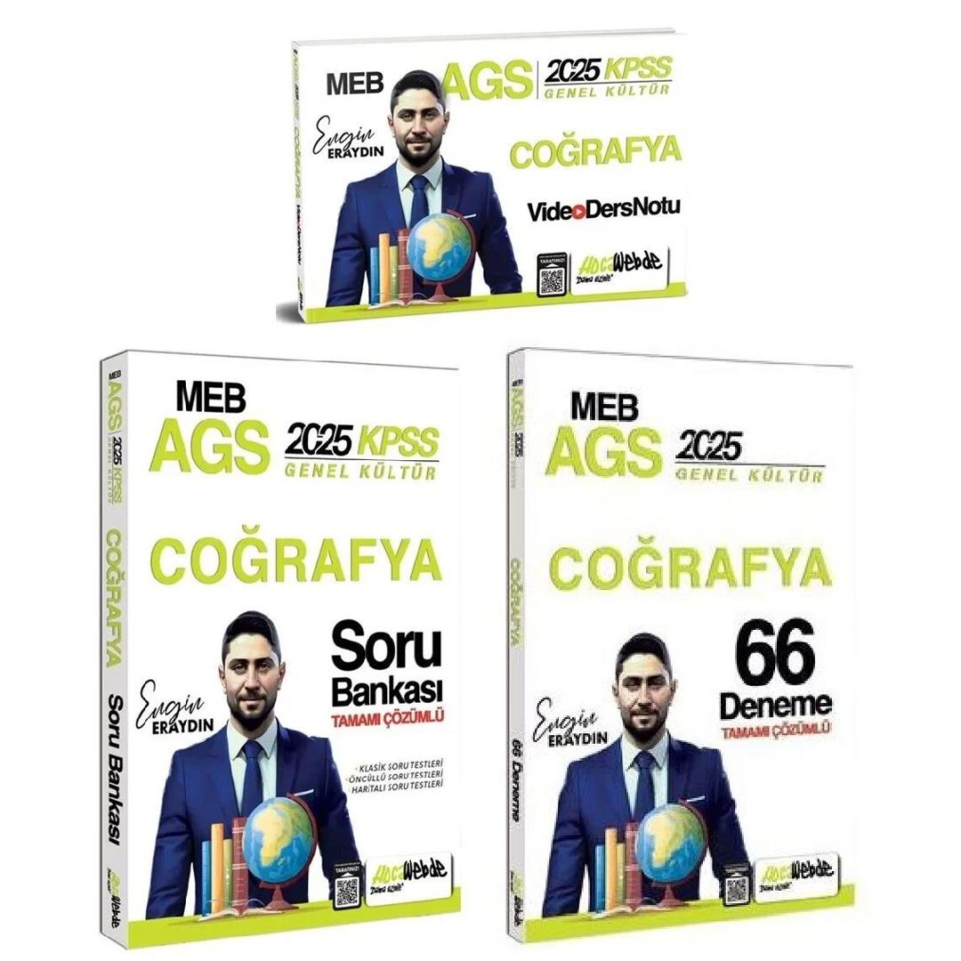 HocaWebde 2025 MEB-AGS Türkiye Coğrafyası Video Ders Notu + Soru Bankası + 66 Deneme 3 lü Set - Engin Eraydın HocaWebde Yayınları