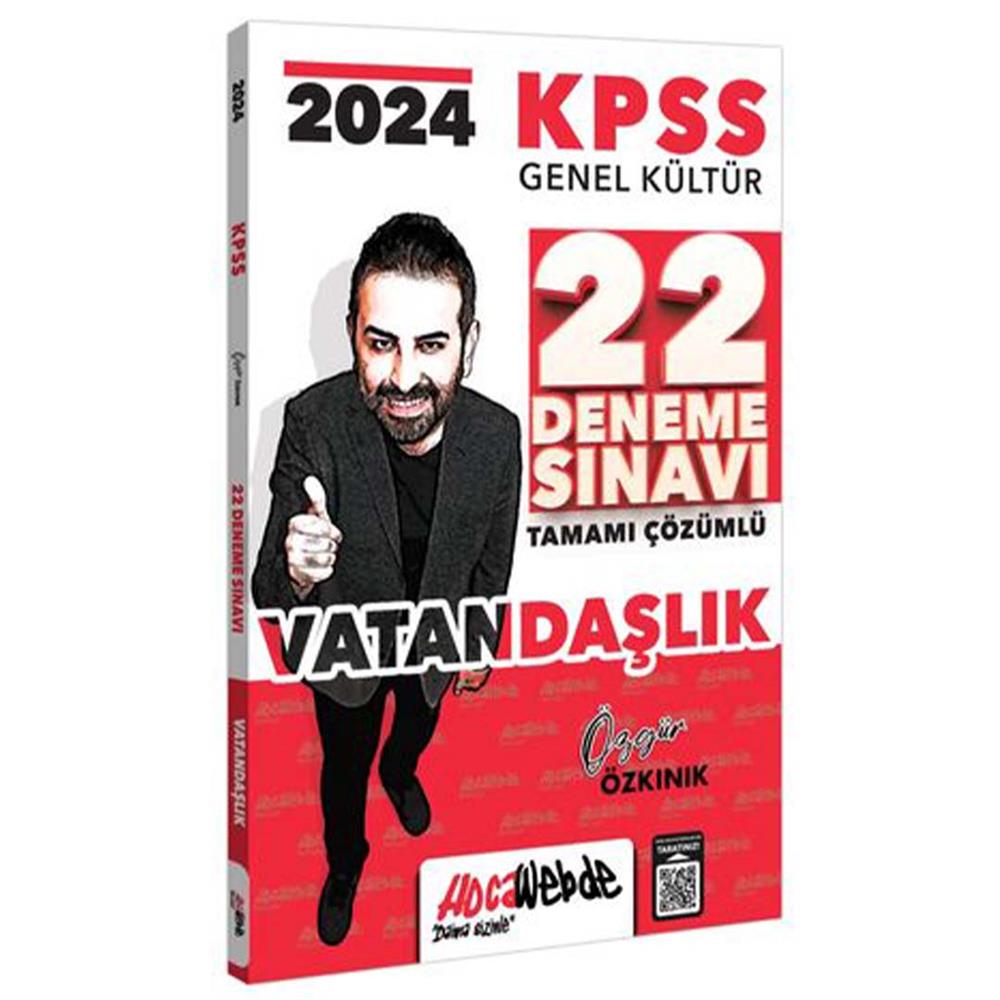 HocaWebde Yayınları KPSS GK Vatandaşlık Tamamı Çözümlü 22 Deneme Sınavı 2024