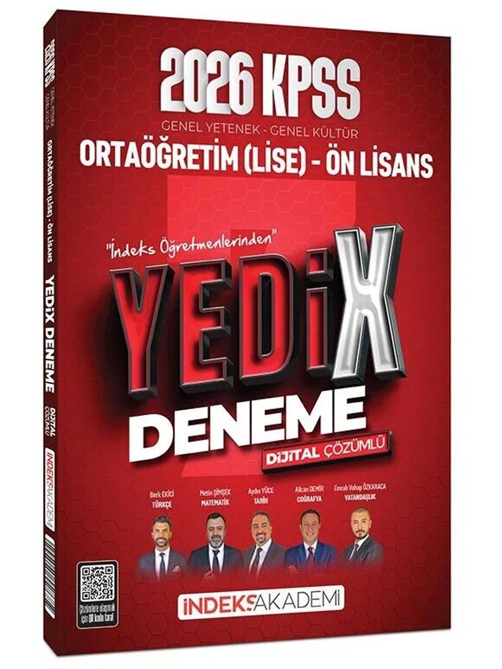 İndeks Akademi 2026 KPSS Lise Ortaöğretim Ön Lisans YEDİX 7 Deneme Çözümlü İndeks Akademi Yayıncılık