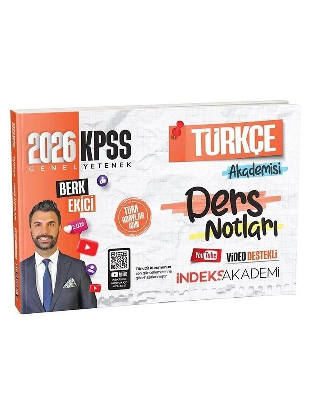 İndeks Akademi 2026 KPSS Türkçe Akademisi Video Ders Notları - Berk Ekici