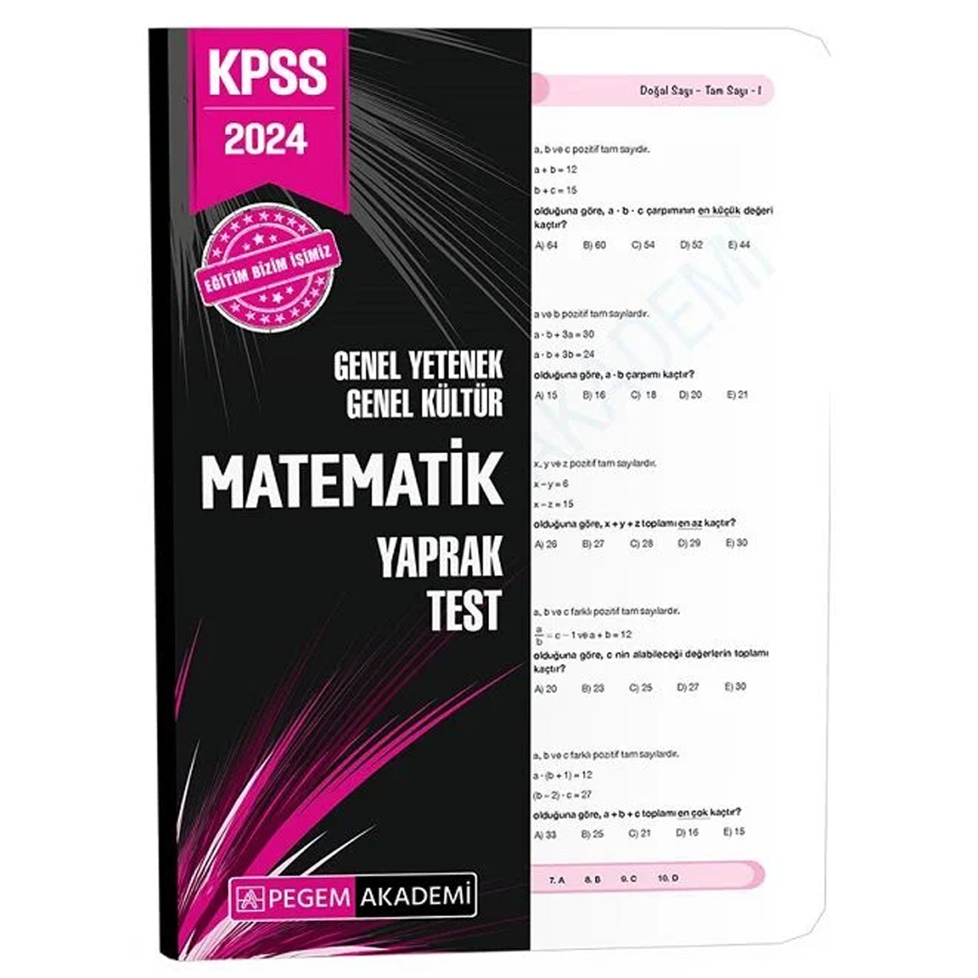 Pegem 2024 KPSS Matematik Yaprak Test Pegem Akademi Yayınları