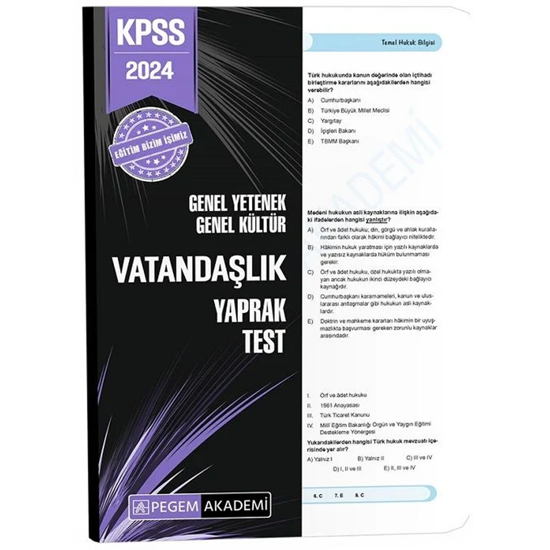 Pegem 2024 KPSS Vatandaşlık Yaprak Test Pegem Akademi Yayınları