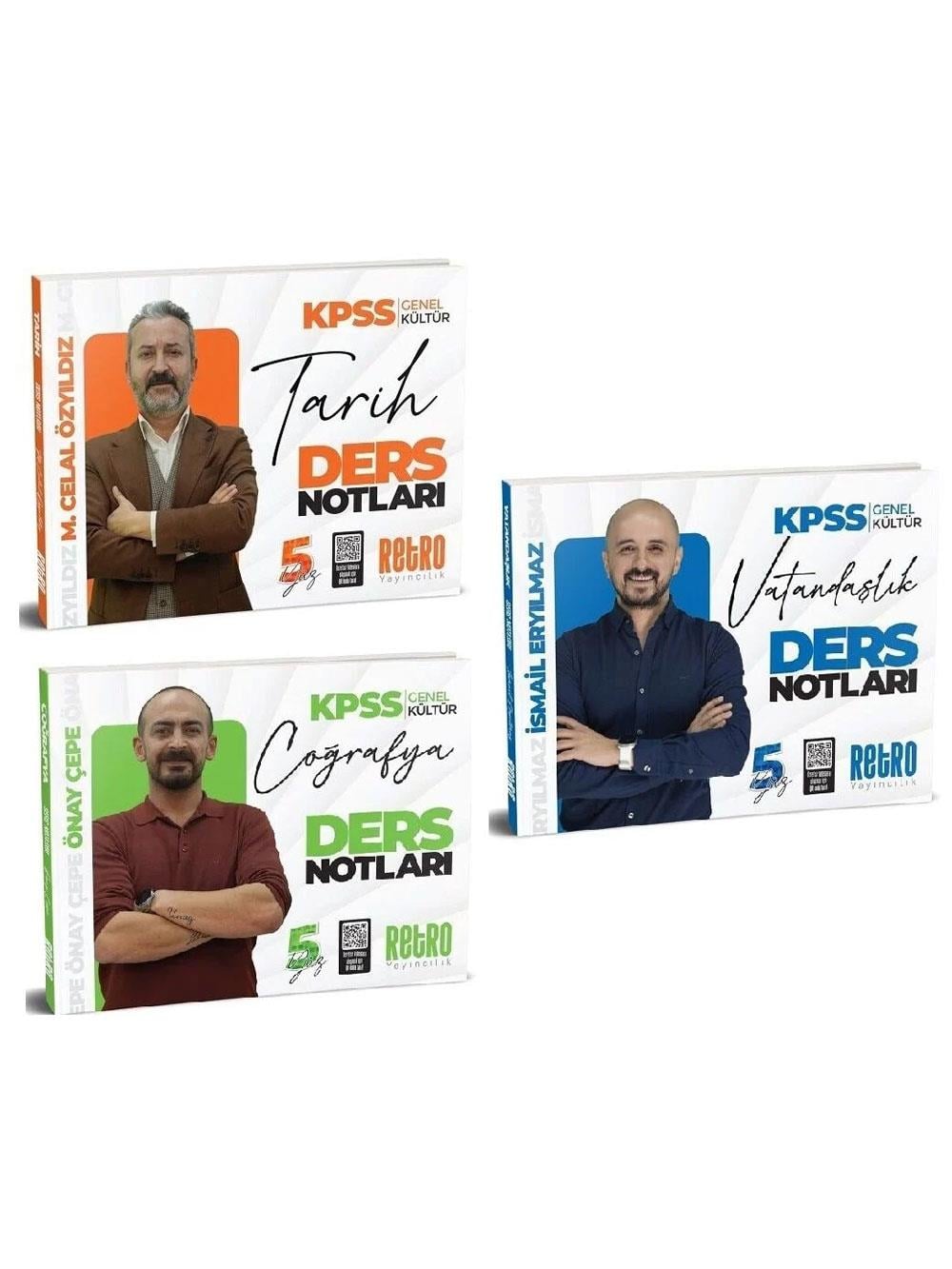 Retro Yayıncılık 2026 KPSS Genel Kültür Tarih + Coğrafya + Vatandaşlık 5Yüz Ders Notları Seti 3 Kitap