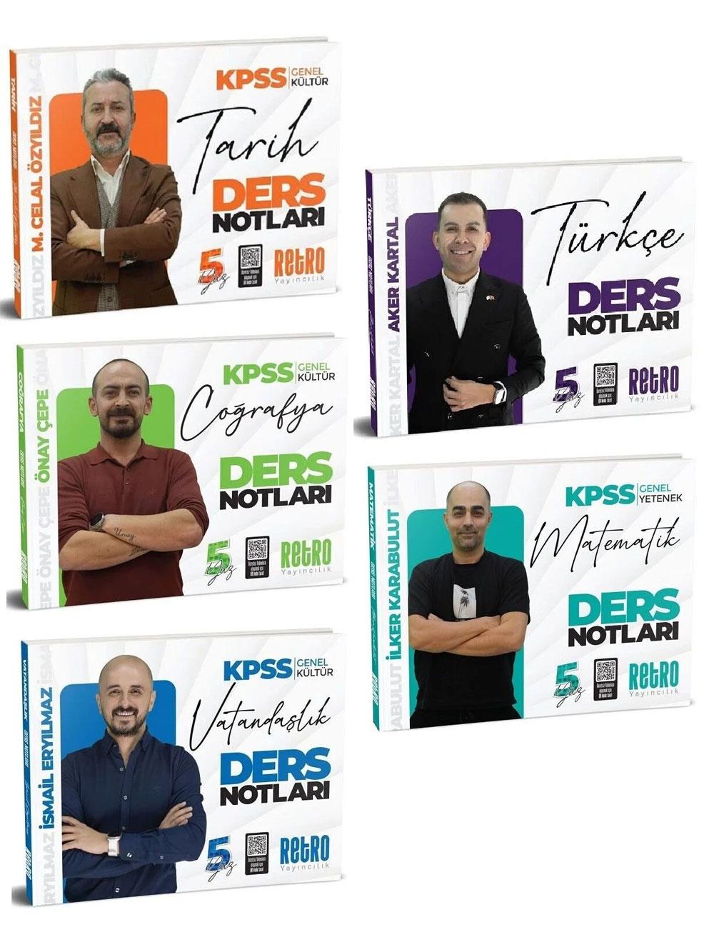 Retro Yayıncılık 2026 KPSS Genel Yetenek Genel Kültür 5Yüz Ders Notları Seti 5 Kitap