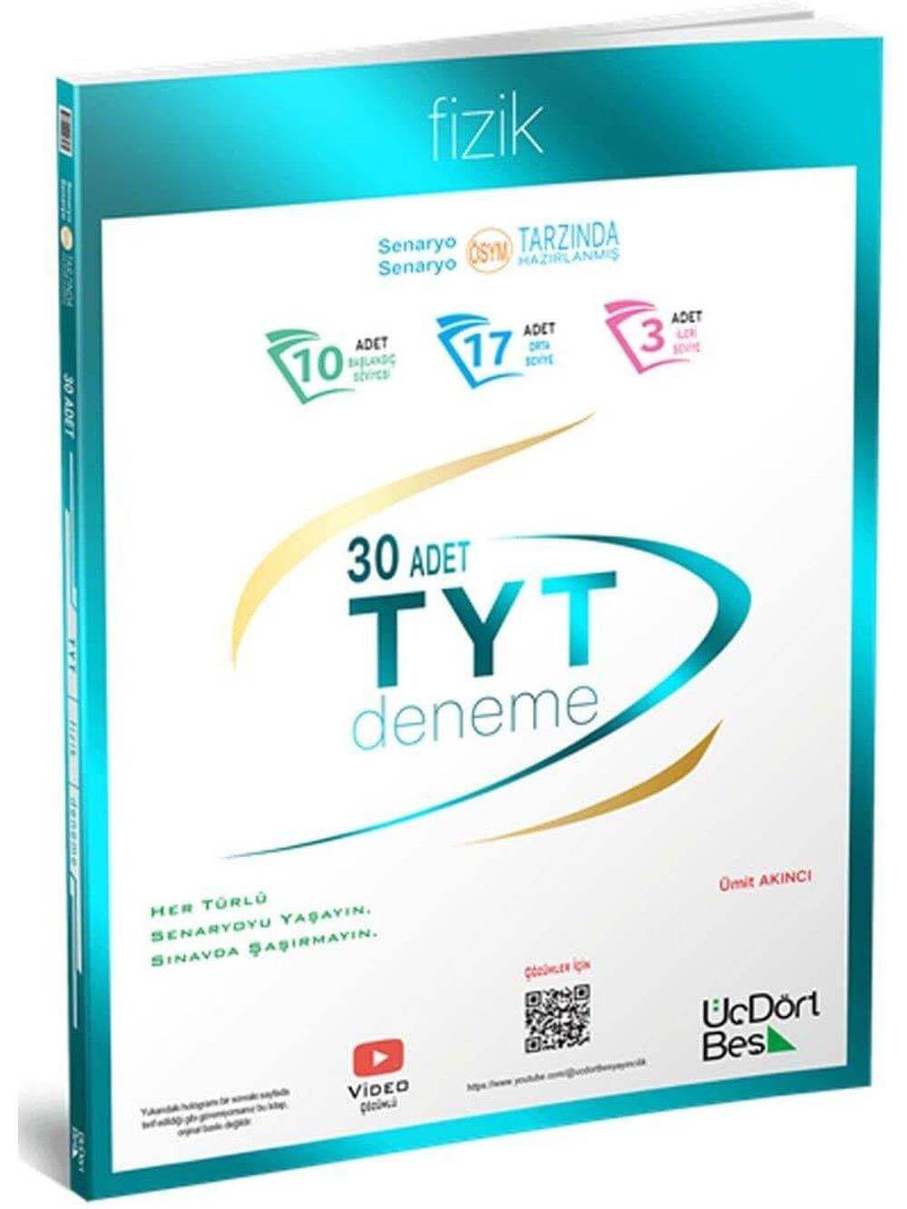 Üç Dört Beş 2025 YKS TYT Fizik 30 Deneme - Ümit Akıncı Üç Dört Beş Yayınları