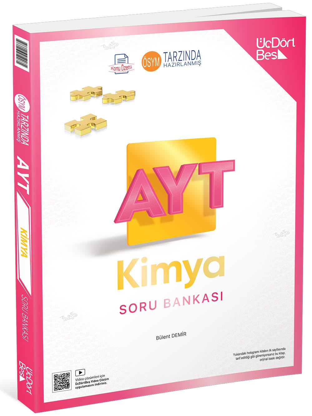 Üç Dört Beş 2026 YKS AYT Kimya Soru Bankası Video Çözümlü - Bülent Demir Üç Dört Beş Yayınları