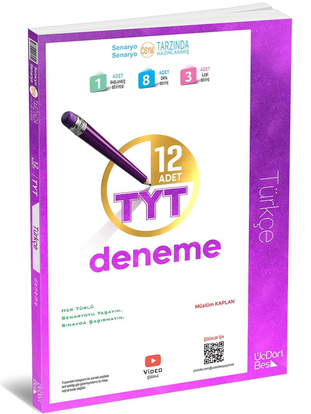 Üç Dört Beş 2026 YKS TYT Türkçe 12 Deneme Üç Dört Beş Yayınları