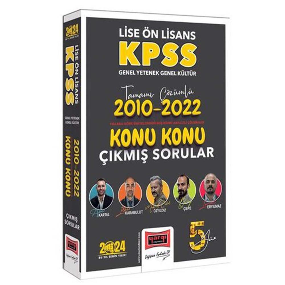 Yargı Yayınları 2024 KPSS Lise Ön Lisans Genel Yetenek Genel Kültür 2010-2022 Tamamı Çözümlü Konu Konu Çıkmış Sorular