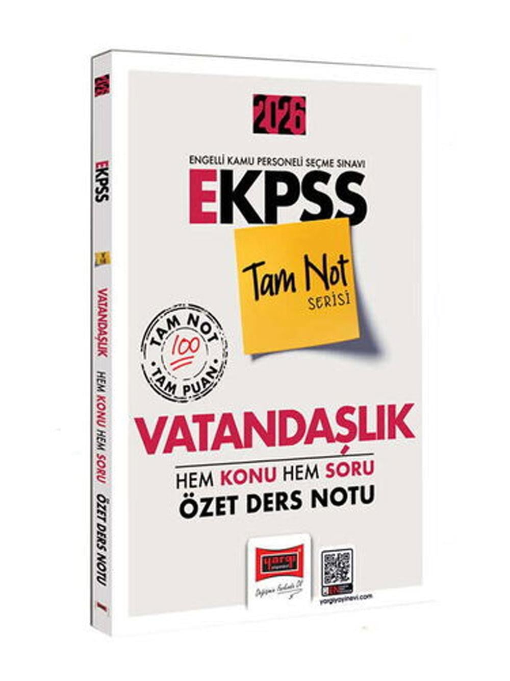 Yargı Yayınları 2026 E-KPSS Tam Not Serisi Vatandaşlık Hem Konu Hem Soru Özet Ders Notu