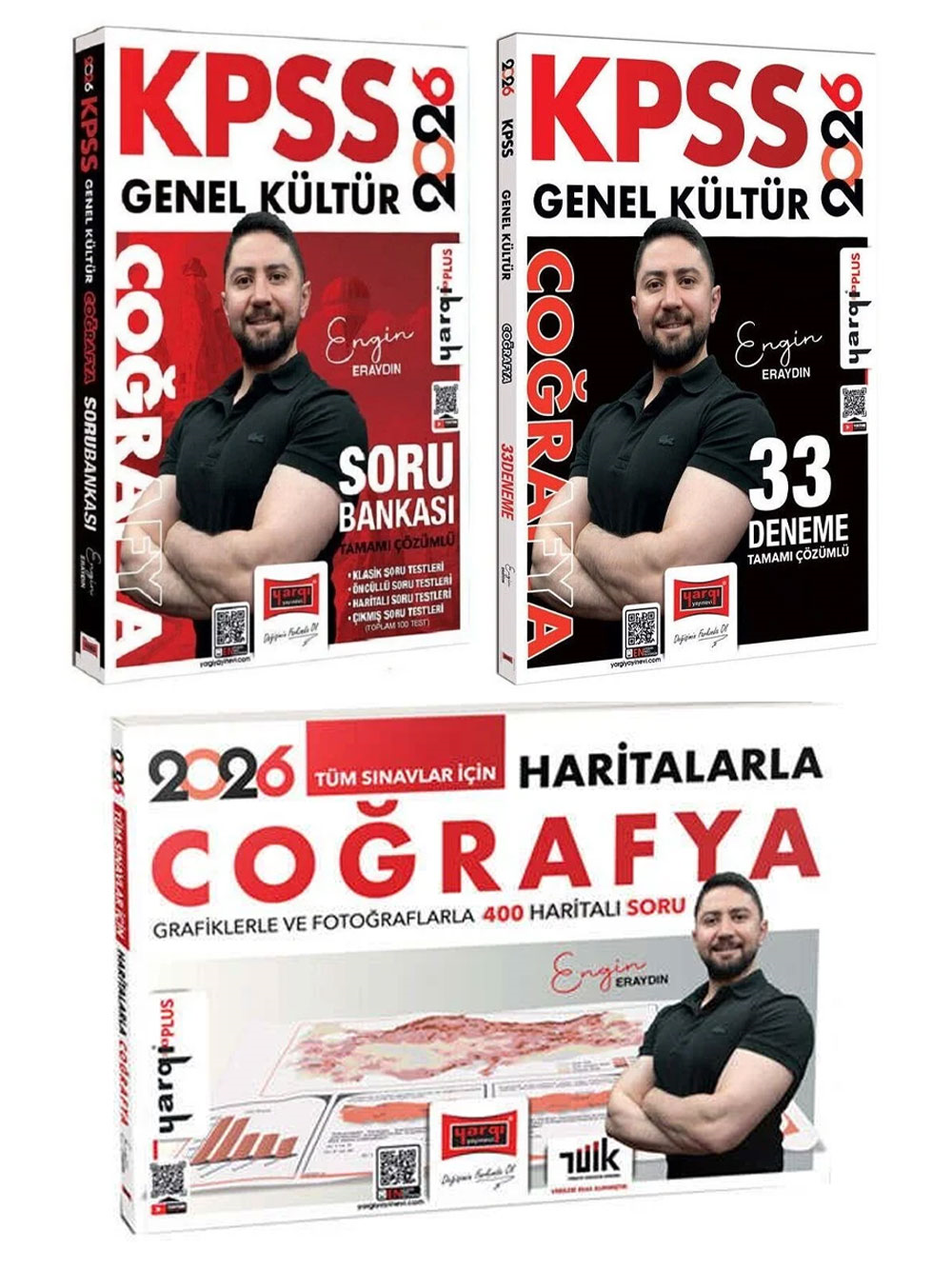 Yargı Yayınları 2026 KPSS Engin Eraydın Soru Bankası + Coğrafya 33 Deneme + Haritalarla Coğrafya Seti 3 Kitap