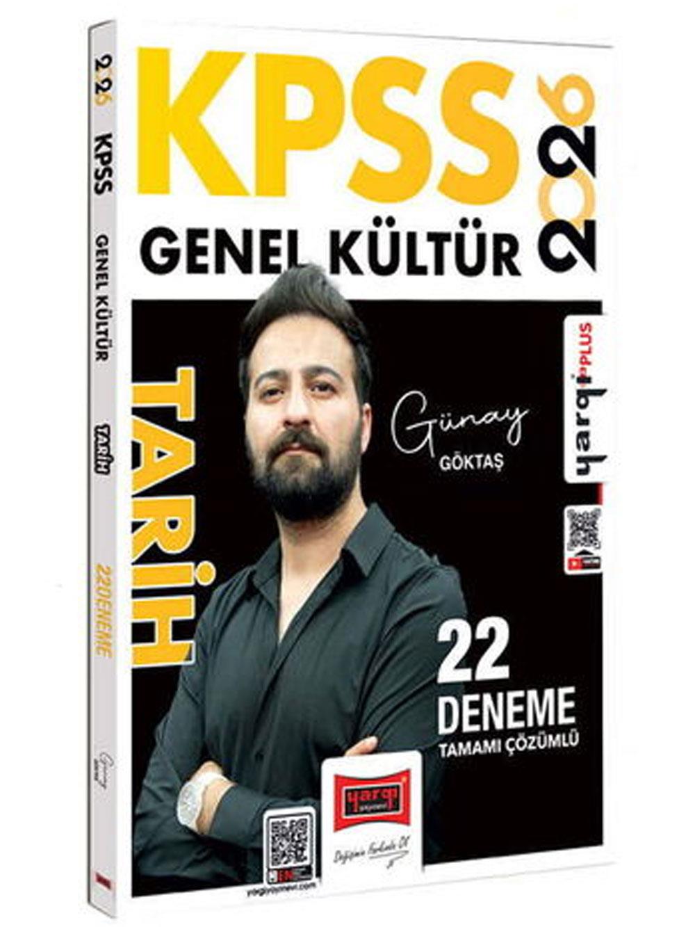 Yargı Yayınları 2026 KPSS Genel Kültür Tamamı Çözümlü Tarih 22 Deneme (Günay Göktaş)