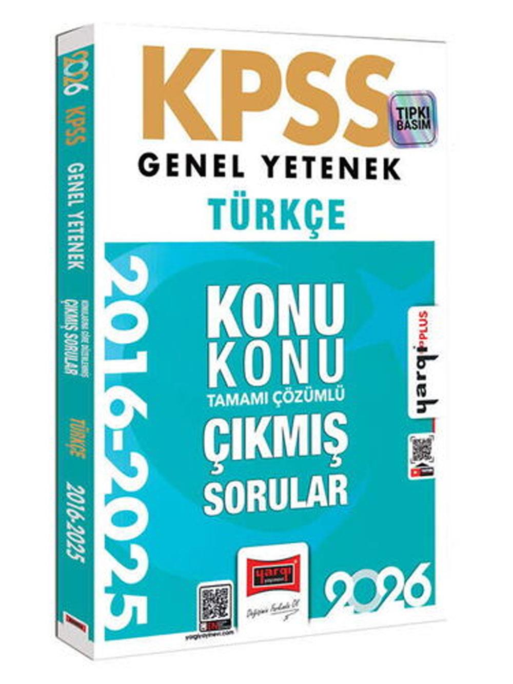 Yargı Yayınları 2026 KPSS Genel Yetenek Türkçe 2016-2026 Konu Konu Tamamı Çözümlü Çıkmış Sorular