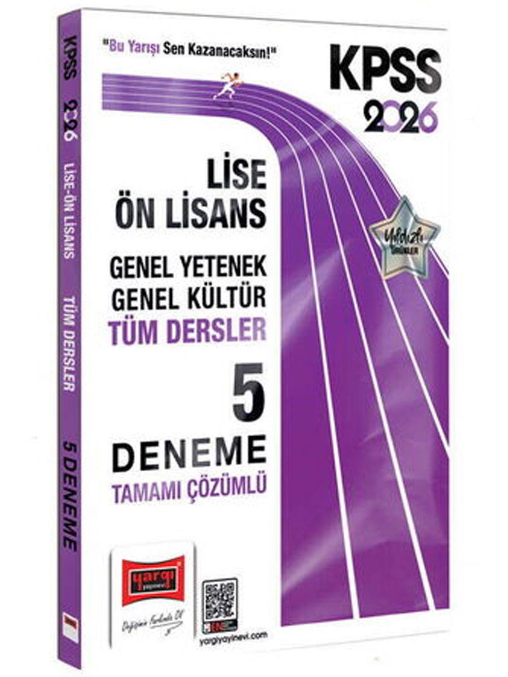 Yargı Yayınları 2026 KPSS GK-GY Lise Ön Lisans Tüm Dersler Tamamı Çözümlü 5 Deneme