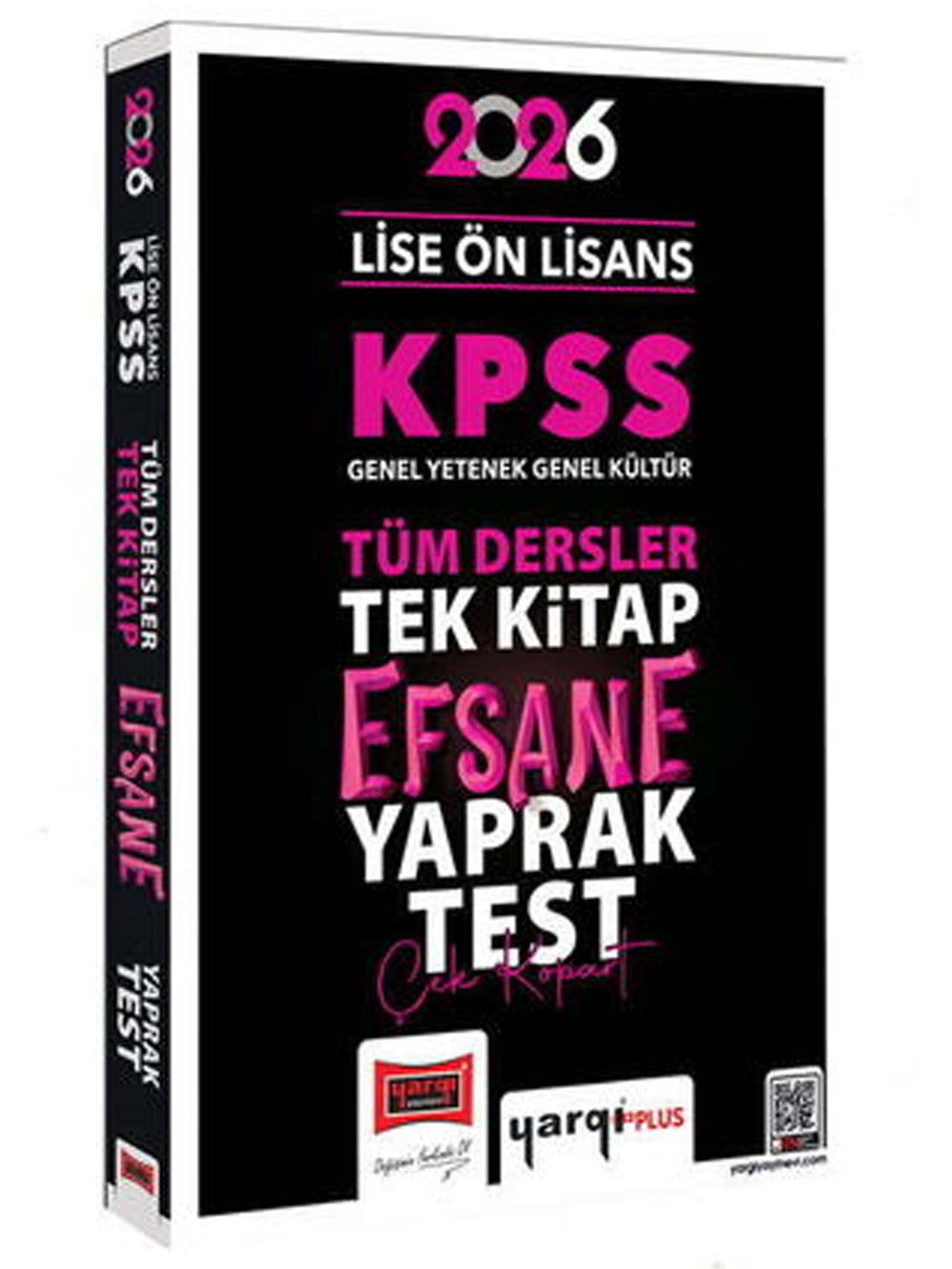 Yargı Yayınları 2026 KPSS Lise Ön Lisans GK-GY Tüm Dersler Tek Kitap Efsane Çek Kopart Yaprak Test