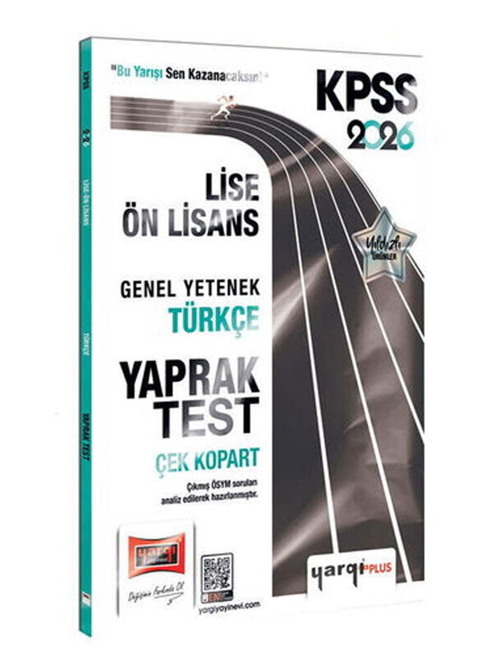 Yargı Yayınları 2026 KPSS Lise-Ön Lisans Genel Yetenek Türkçe Çek Kopart Yaprak Test