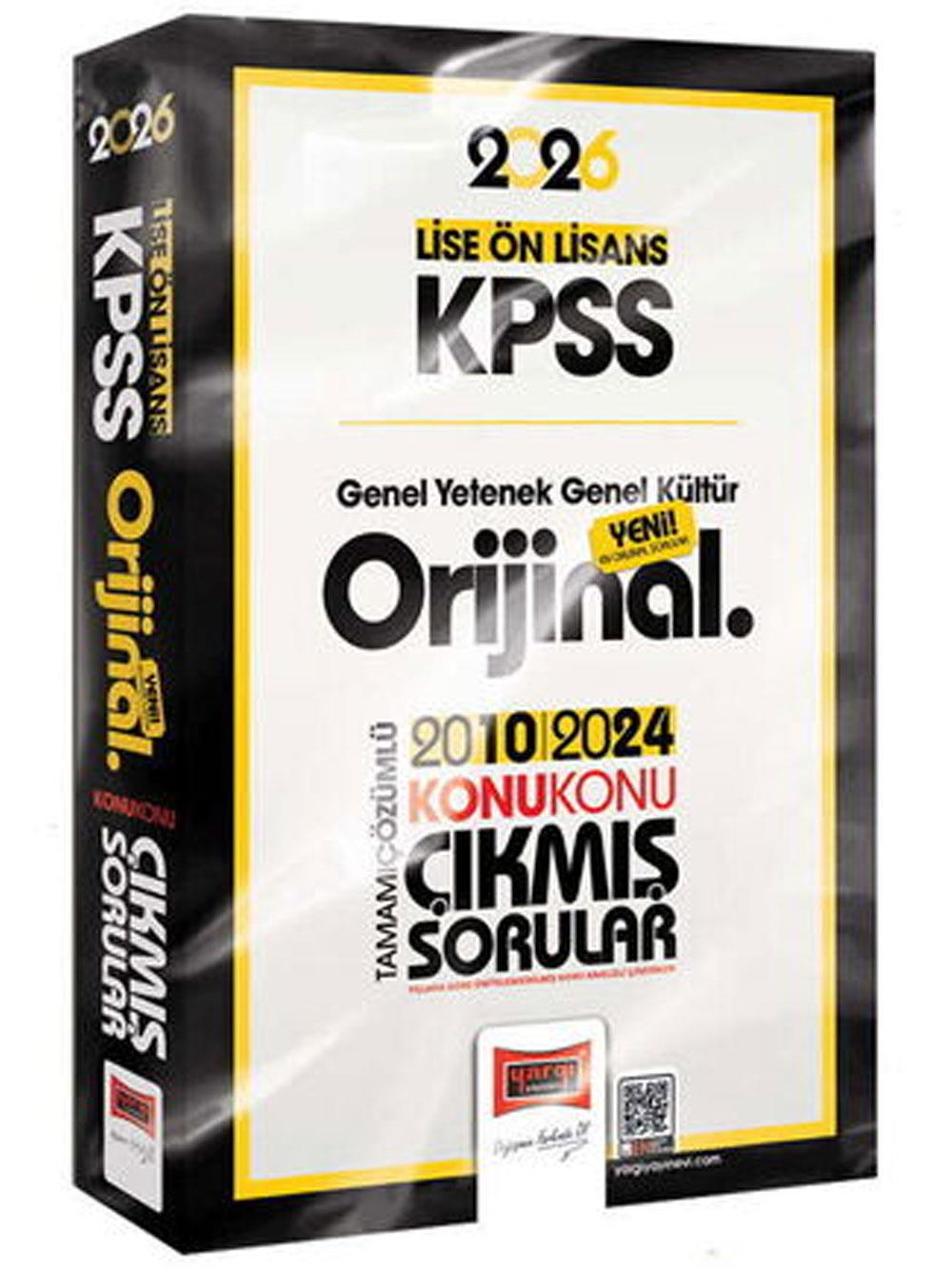 Yargı Yayınları 2026 KPSS Lise-Ön Lisans GK-GY Orijinal 2010-2024 Konu Konu Çıkmış Sorular