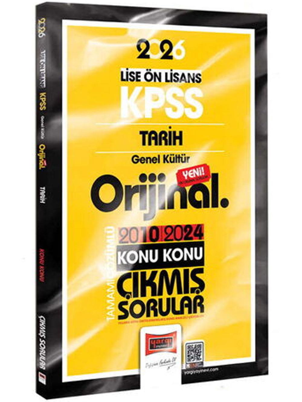 Yargı Yayınları 2026 KPSS Lise-Önlisans Tarih Orijinal 2010-2024 Konu Konu Çıkmış Sorular