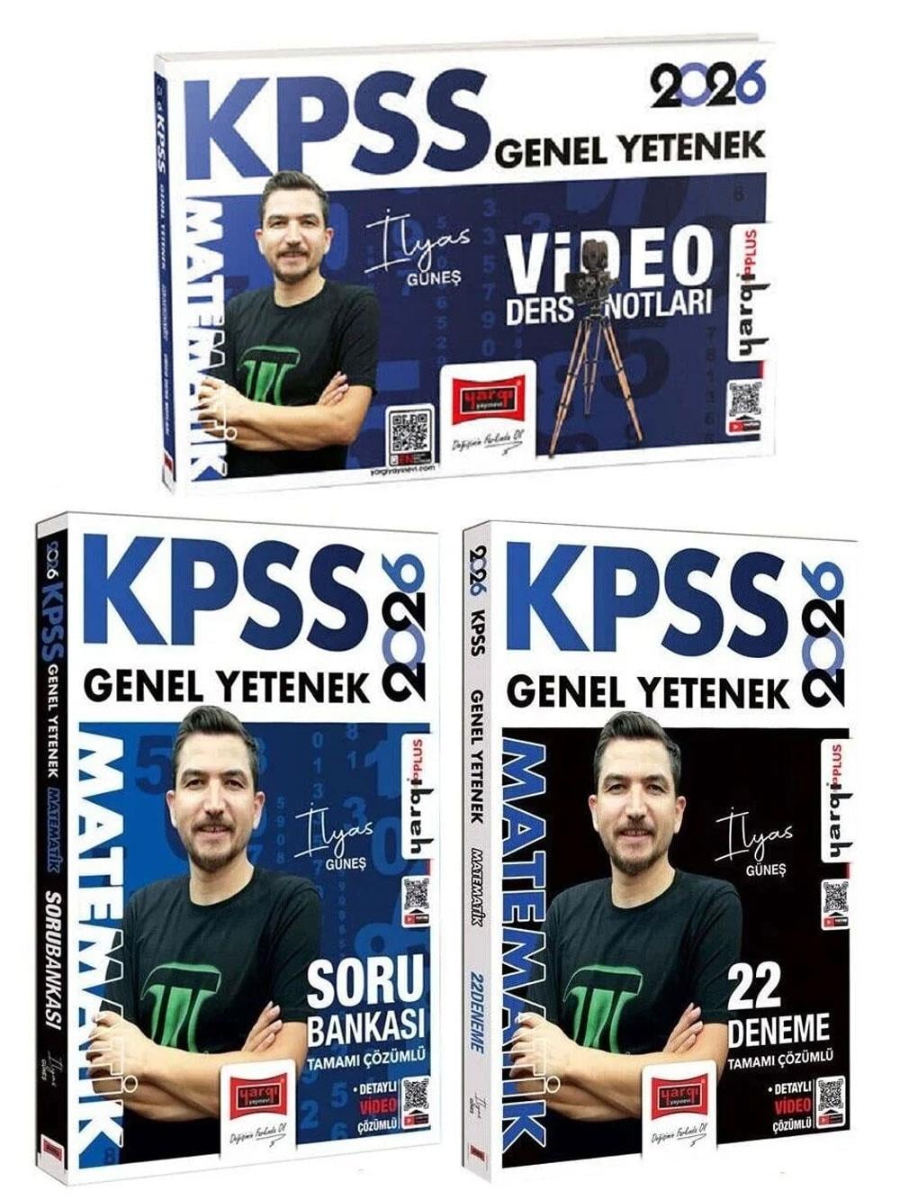 Yargı Yayınları 2026 KPSS Matematik Video Ders Notları + Soru Bankası + 22 Deneme 3 lü Set- İlyas Güneş