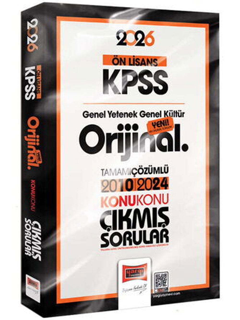 Yargı Yayınları 2026 KPSS Ön Lisans GK-GY Orijinal 2010-2024 Konu Konu Çıkmış Sorular