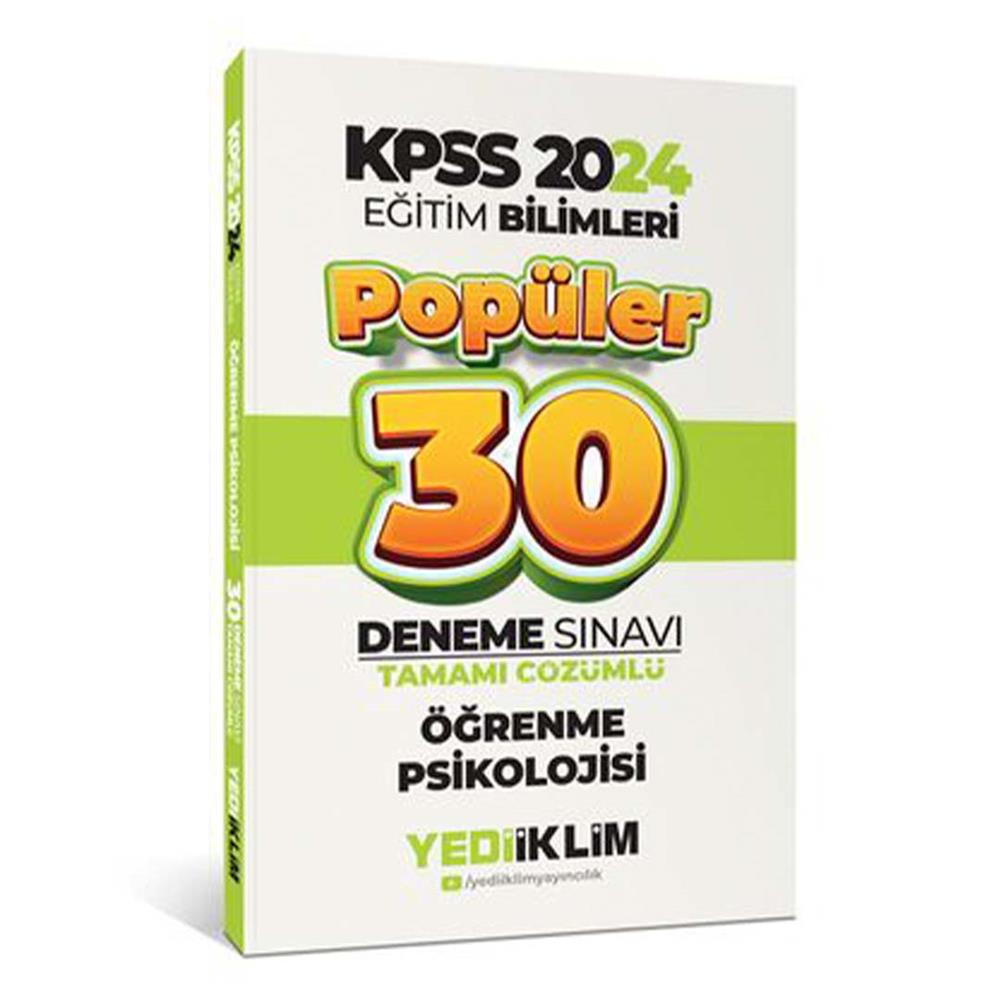 YEDİİKLİM YAYINLARI 2024 EĞİTİM BİLİMLERİ ÖĞRENME PSİKOLOJİSİ POPÜLER TAMAMI ÇÖZÜMLÜ 30 DENEME