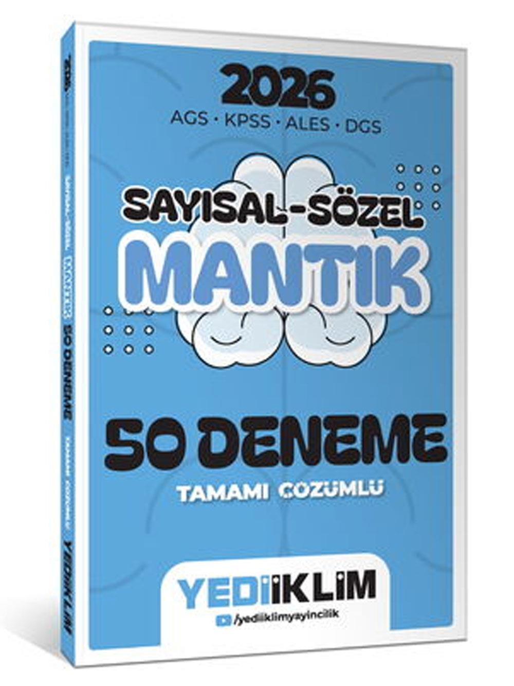 Yediiklim Yayınları 2024 KPSS - ALES - DGS Mantık Sayısal Sözel Tamamı Çözümlü 50 Deneme