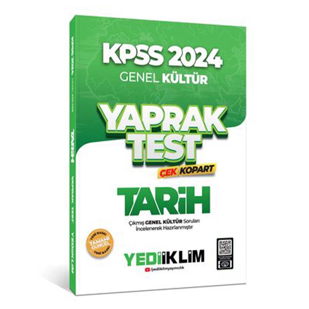 Yediiklim Yayınları 2024 KPSS Genel Kültür Tarih Çek Kopart Yaprak Test