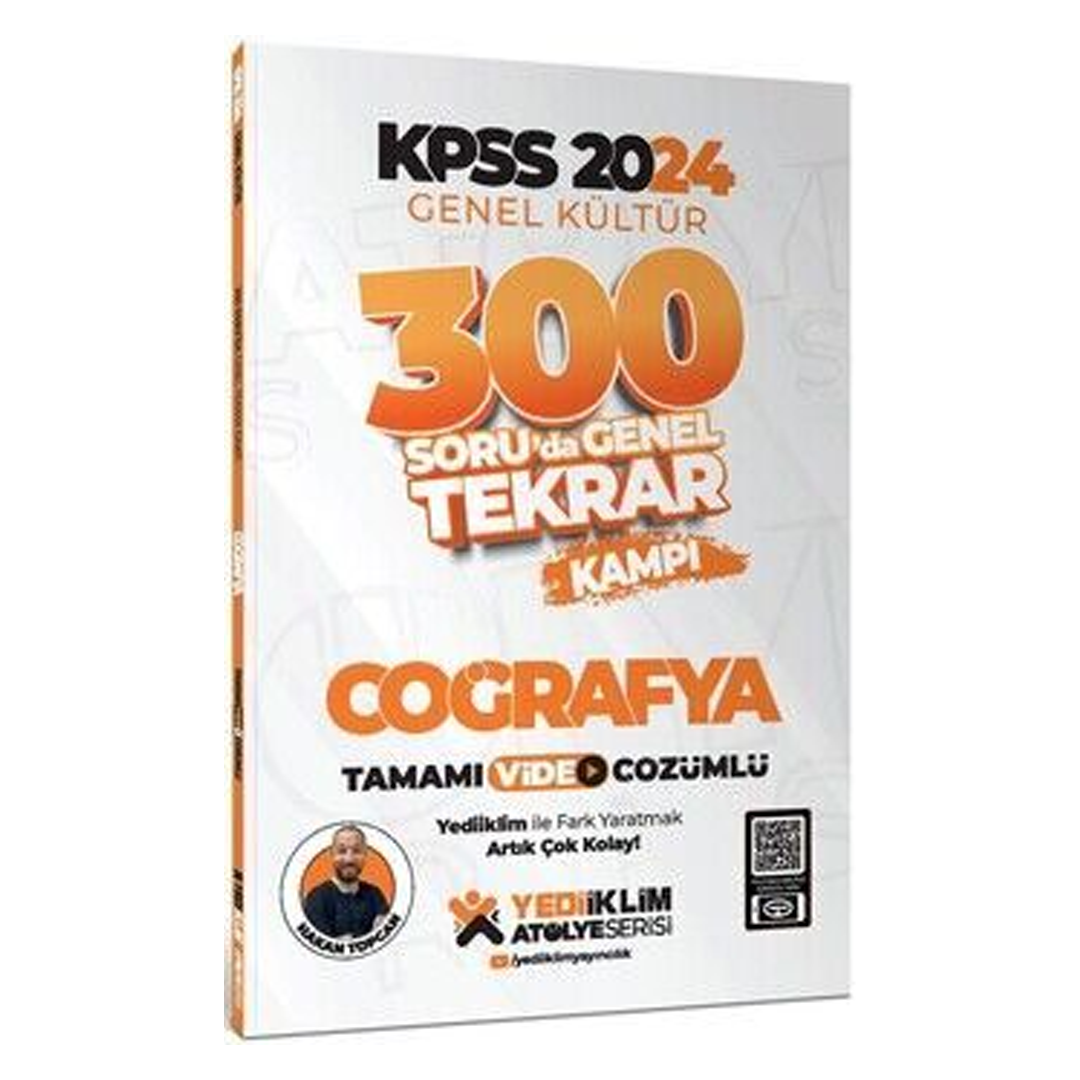 Yediiklim Yayınları 2024 KPSS Genel Kültür Coğrafya 300 Soruda Tamamı Video Çözümlü Genel Tekrar Kampı