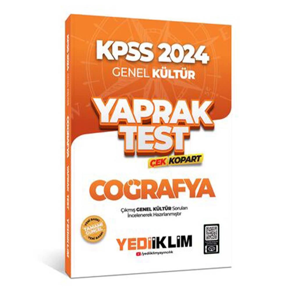 Yediiklim Yayınları 2024 KPSS Genel Kültür Coğrafya Çek Kopart Yaprak Test