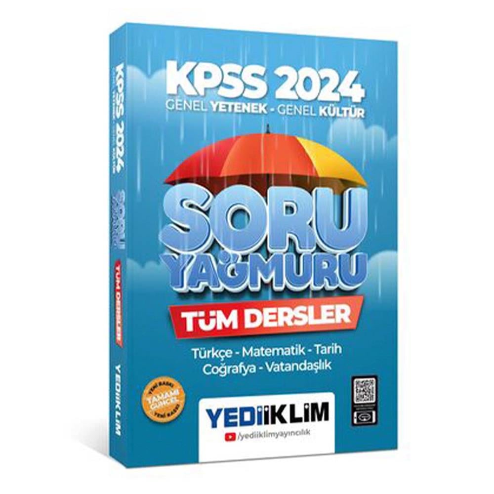 Yediiklim Yayınları 2024 KPSS Genel Yetenek Genel Kültür Tüm Dersler Soru Yağmuru