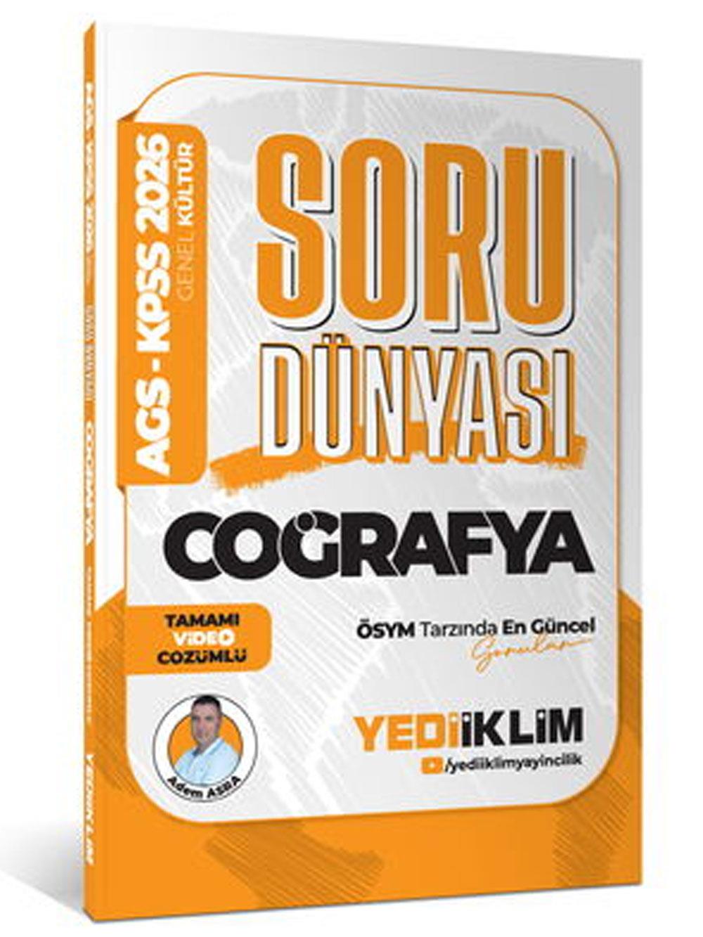 Yediiklim Yayınları 2026 KPSS-AGS Coğrafya Tamamı Video Çözümlü Soru Dünyası