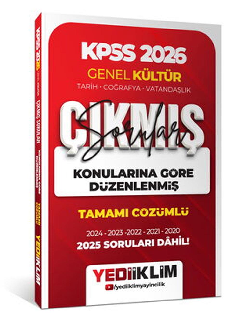 Yediiklim Yayınları 2026 KPSS Genel Kültür Konularına Göre Düzenlenmiş Tamamı Çözümlü Çıkmış Sorular