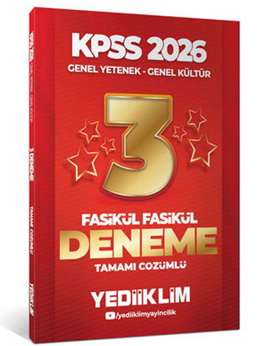 Yediiklim Yayınları 2026 KPSS Genel Yetenek Genel Kültür Tamamı Çözümlü Fasikül Fasikül 3 Yıldız Deneme