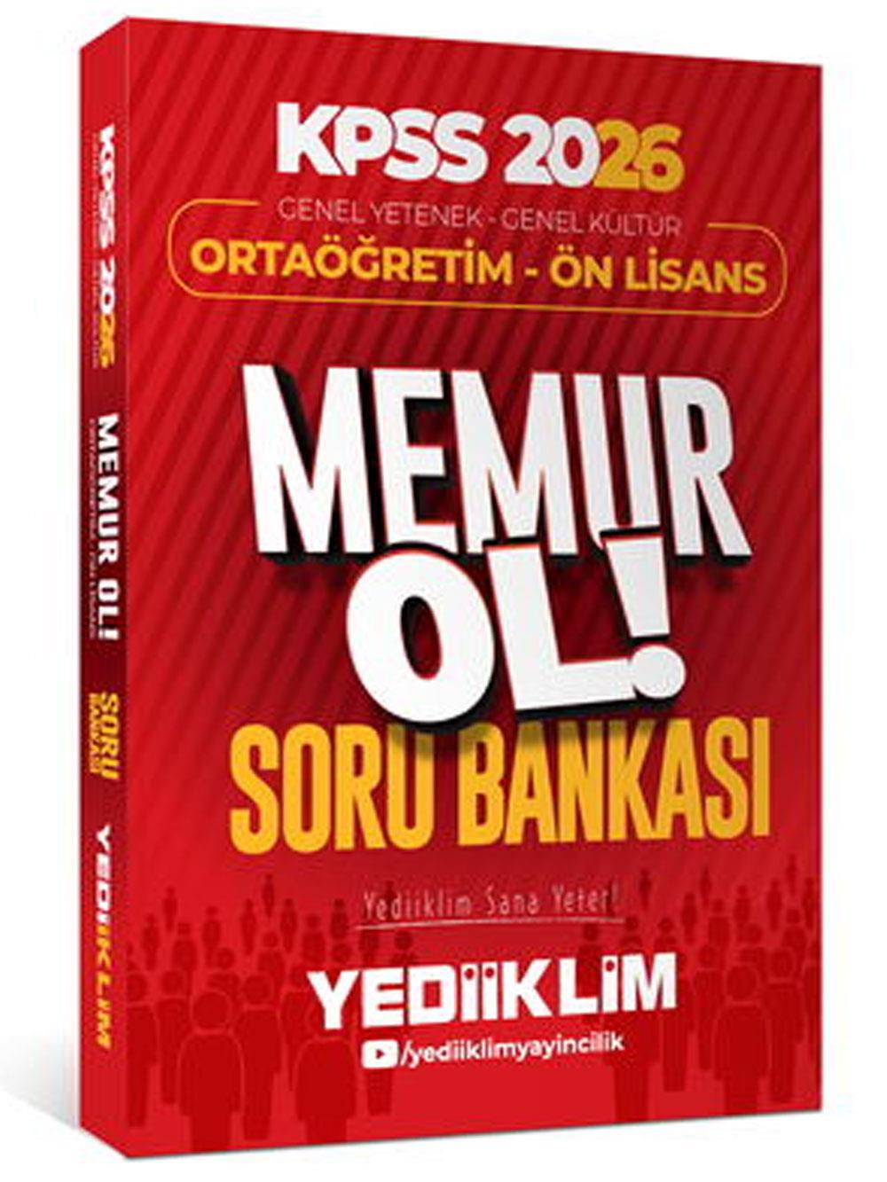 Yediiklim Yayınları 2026 KPSS Genel Yetenek Genel Kültür Ortaöğretim - Ön Lisans Memur Ol Soru Bankası