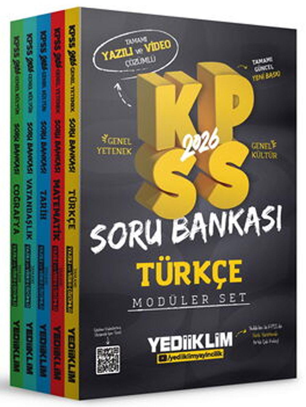 Yediiklim Yayınları 2026 KPSS Genel Yetenek Genel Kültür Tamamı Hem Yazılı Hem Video Çözümlü Modüler Set Soru Bankası (5 Kitap) 