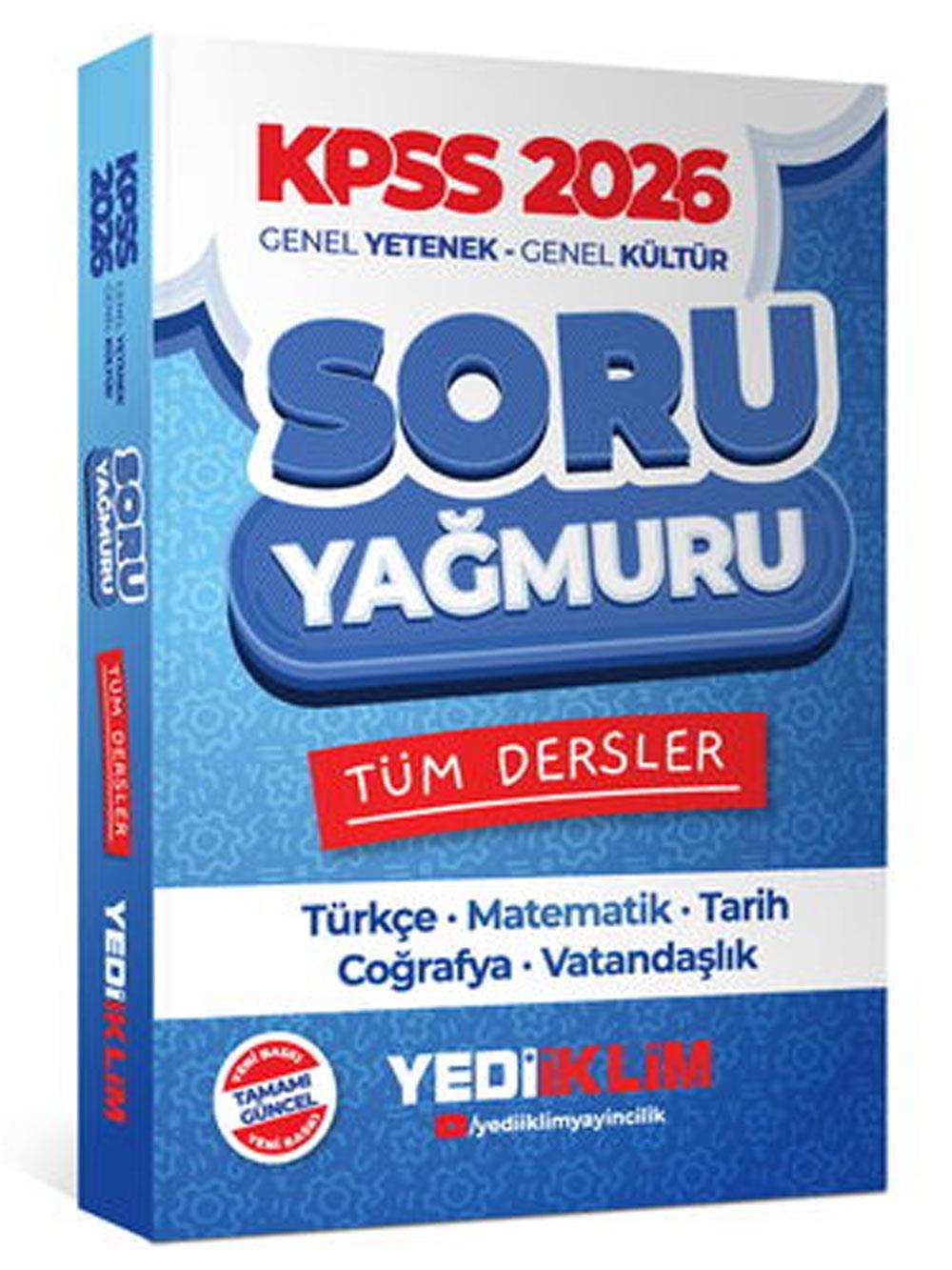 Yediiklim Yayınları 2026 KPSS Genel Yetenek Genel Kültür Tüm Dersler Soru Yağmuru