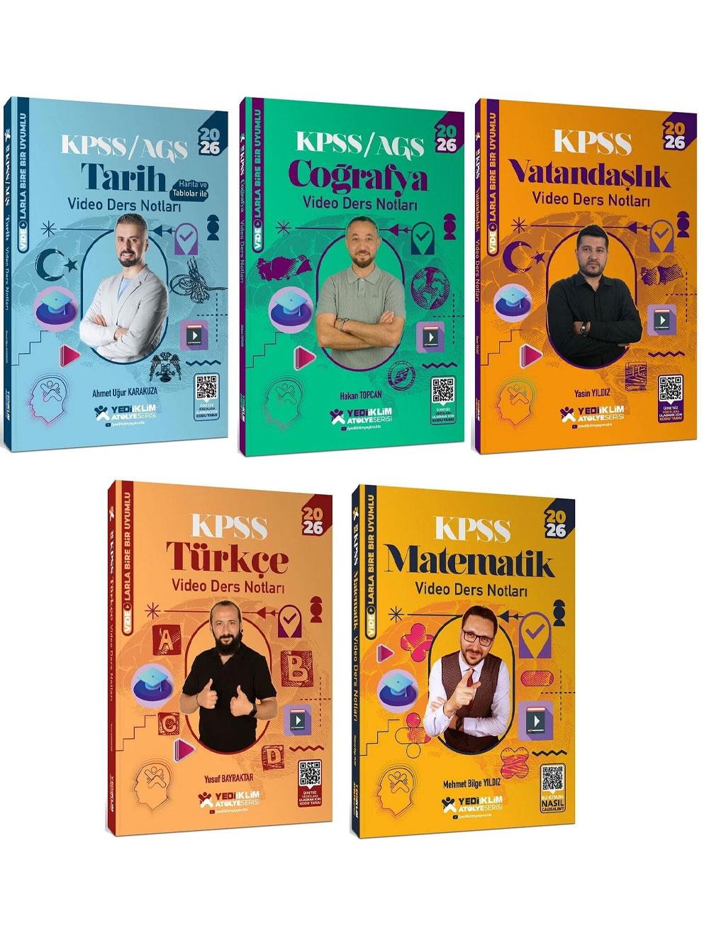 Yediiklim Yayınları 2026 KPSS Genel Yetenek Genel Kültür Atölye Video Ders Notları Seti 5 Kitap