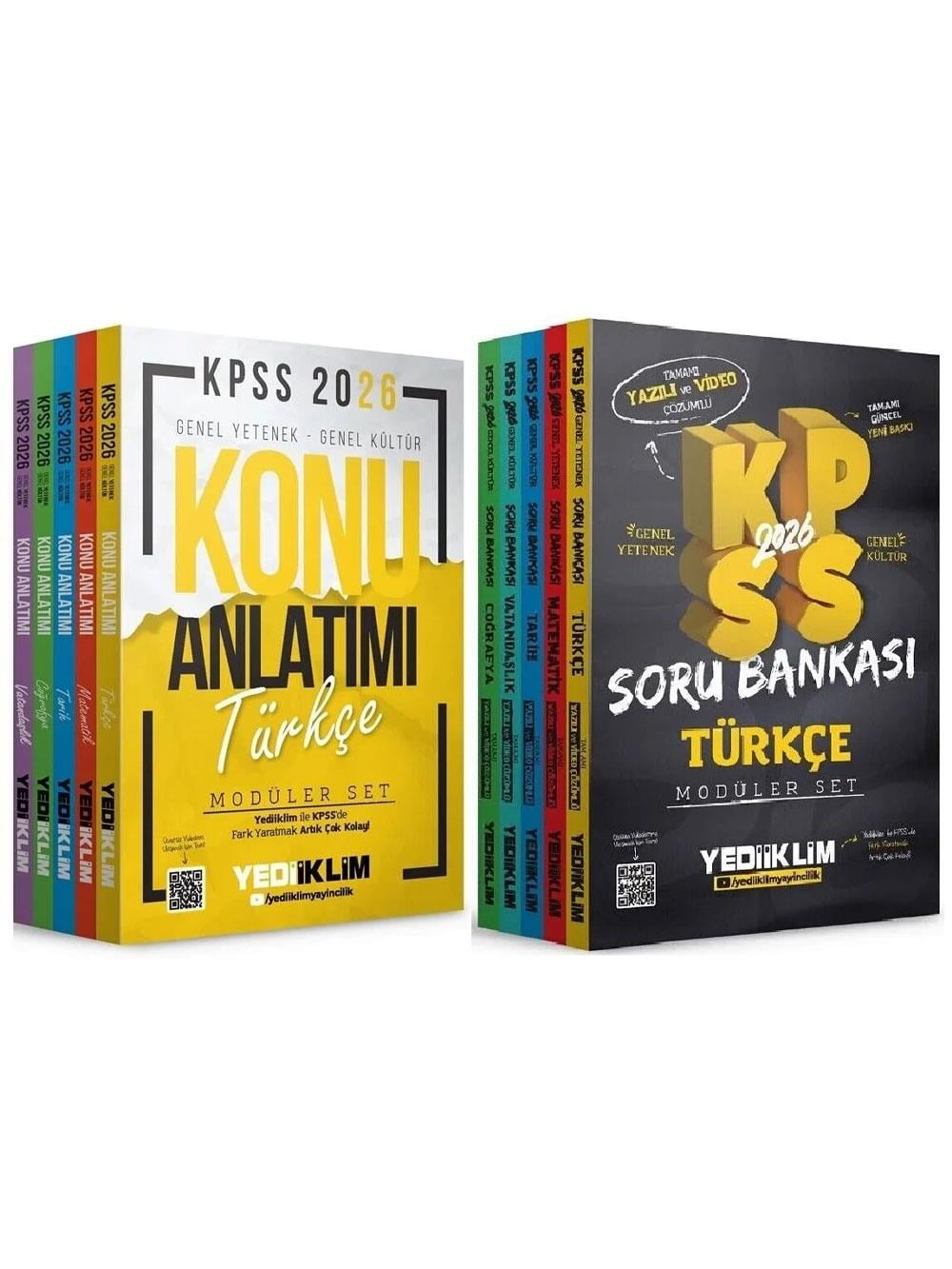 Yediiklim Yayınları 2026 KPSS Genel Yetenek Genel Kültür Konu Anlatımı + Soru Bankası Modüler Set 10 Kitap