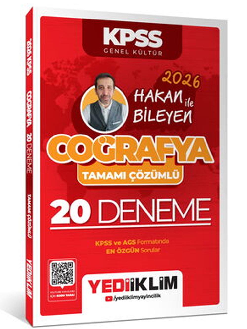 Yediiklim Yayınları 2026 KPSS Hakan BİLEYEN İle Coğrafya Tamamı Çözümlü 20 Deneme