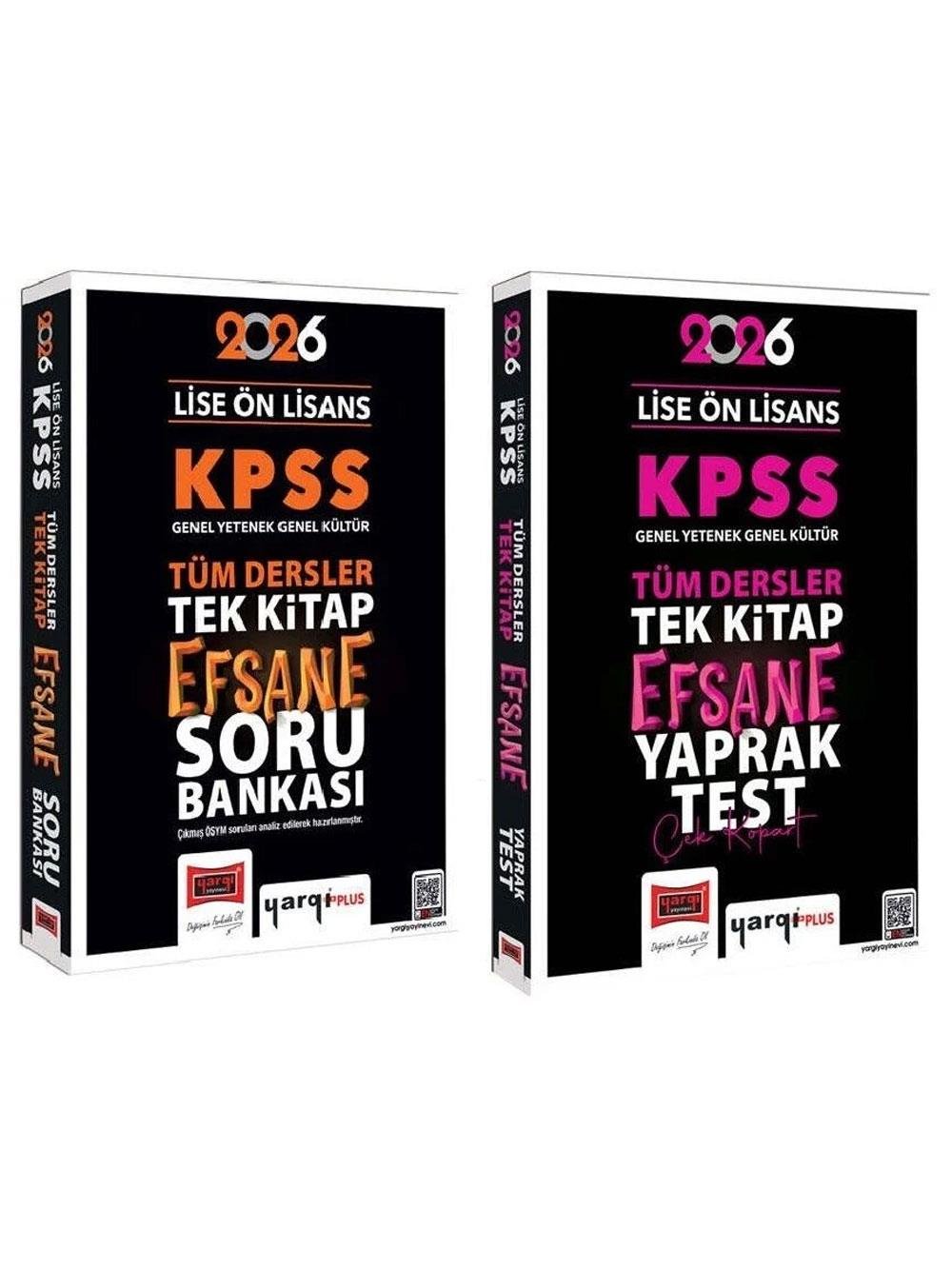Yediiklim Yayınları 2026 KPSS Lise Ön Lisans Tüm Dersler Tek Kitap Efsane Soru Bankası + Yaprak Test 2'li Set