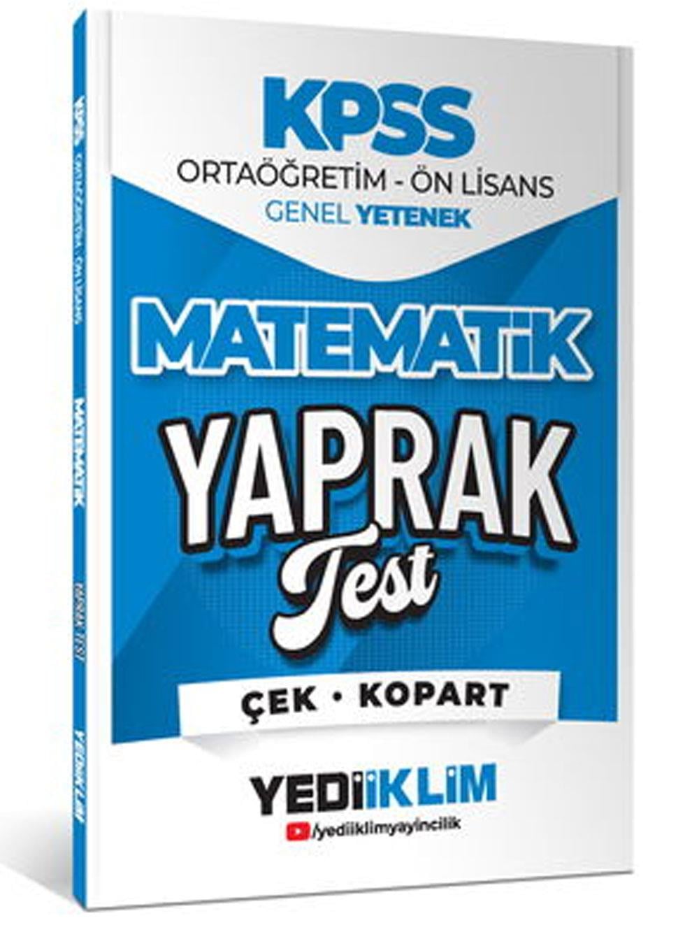 YEDİİKLİM YAYINLARI 2026 KPSS ORTAÖĞRETİM-ÖNLİSANS MATEMATİK ÇEK KOPART YAPRAK TEST