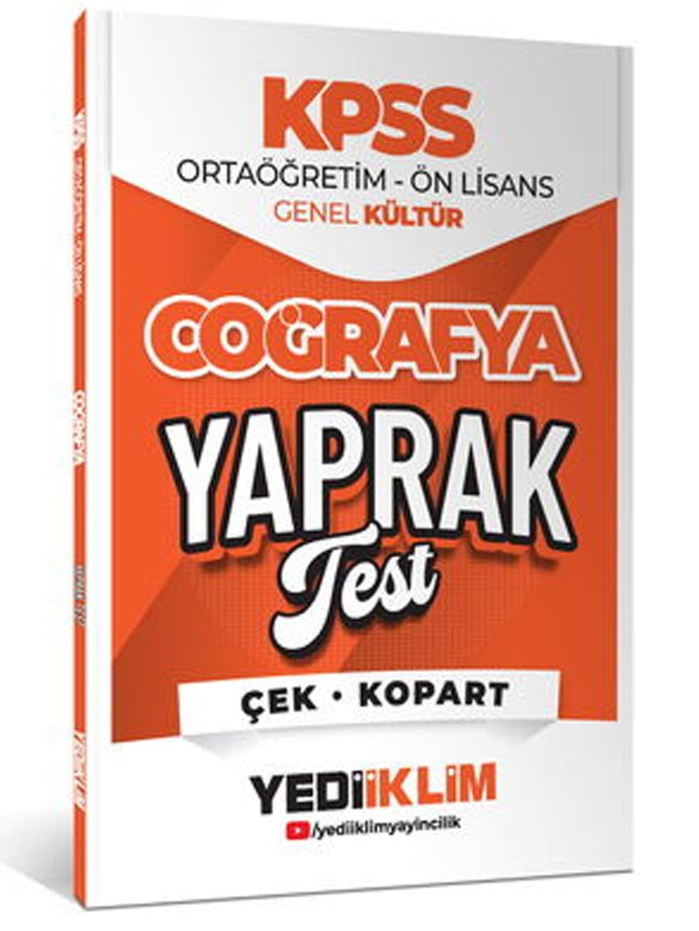 YEDİİKLİM YAYINLARI 2026 KPSS ORTAÖĞRETİM-ÖNLİSANS COĞRAFYA ÇEK KOPART YAPRAK TEST