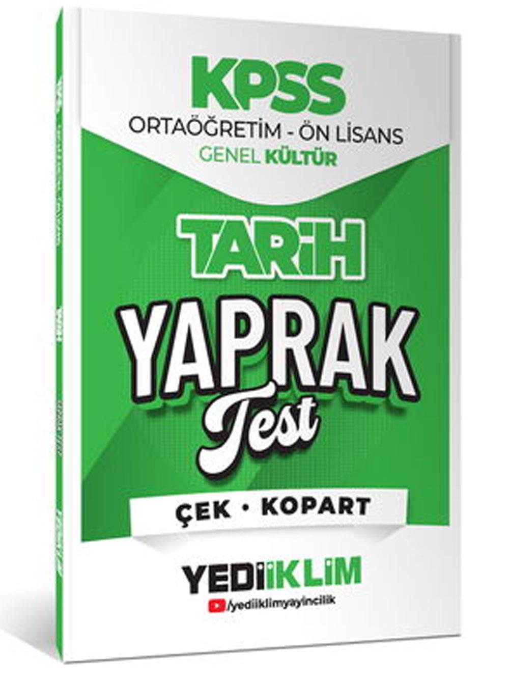 YEDİİKLİM YAYINLARI 2026 KPSS ORTAÖĞRETİM-ÖNLİSANS TARİH ÇEK KOPART YAPRAK TEST