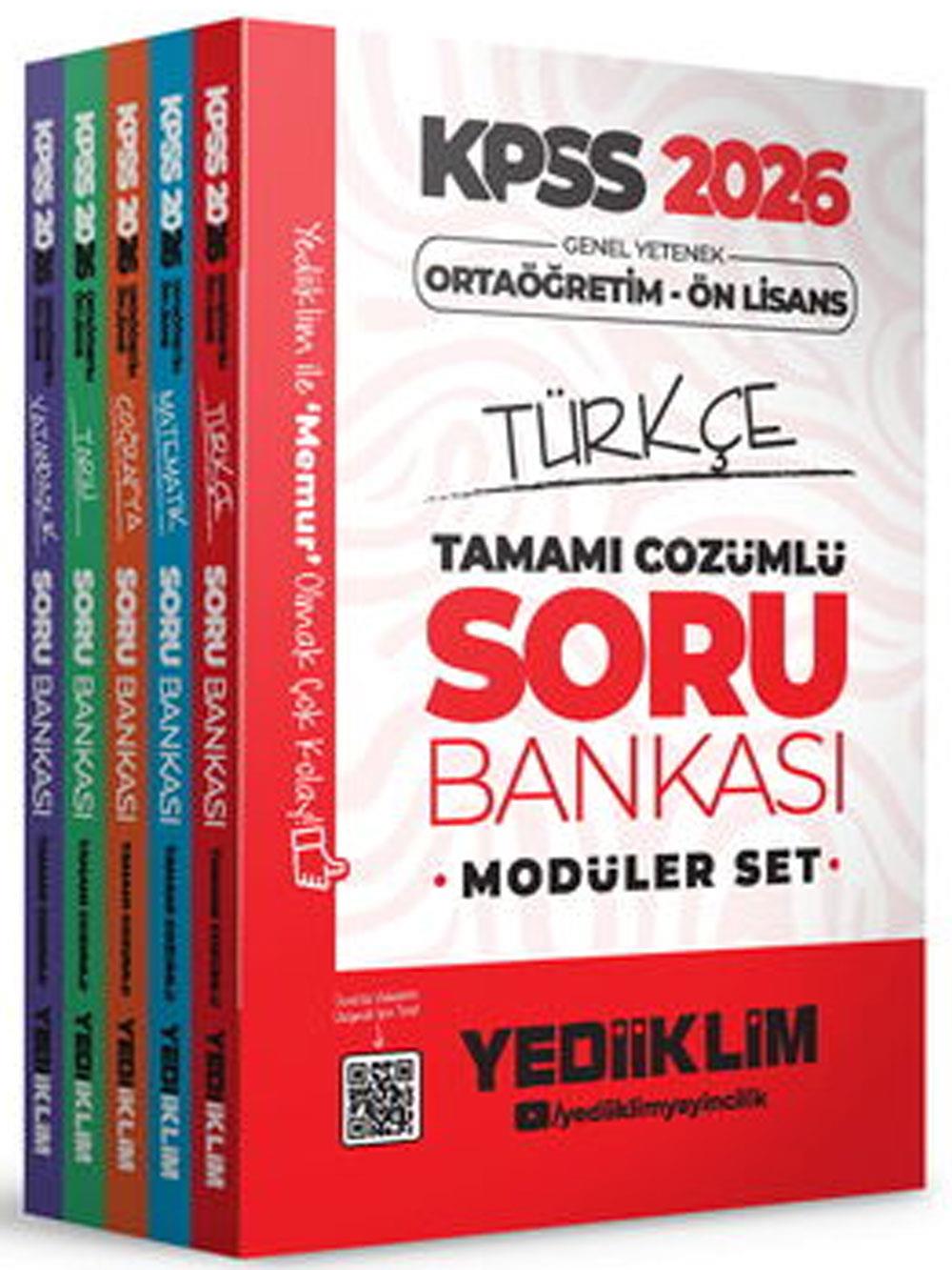 Yediiklim Yayınları 2026 KPSS Ortaöğretim Ön Lisans Genel Yetenek Genel Kültür Tamamı Çözümlü Soru Bankası Modüler Set