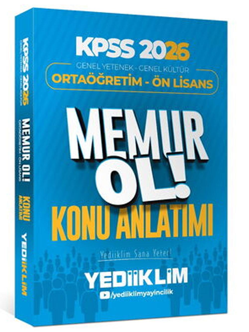 Yediiklim Yayınları 2026 Ortaöğretim-Önlisans Genel Kültür-Genel Yetenek Memur Konu Anlatım