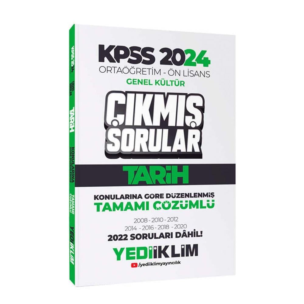 Yediiklim Yayınları KPSS 2024 Ortaöğretim-Önlisans Tarih Konularına Göre  Çıkmış Sorular