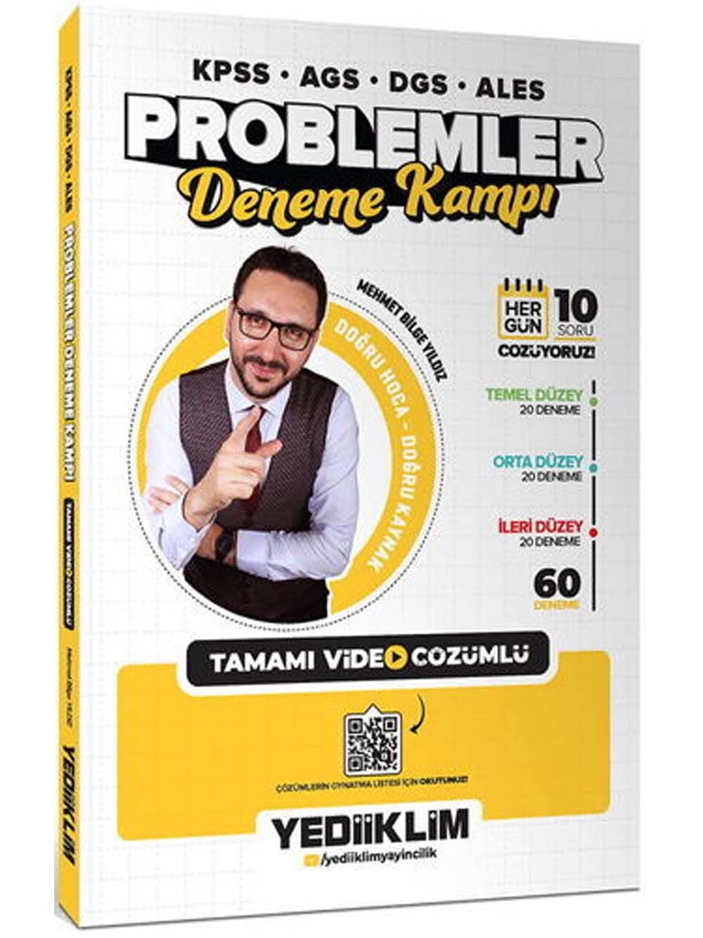 Yediiklim Yayınları KPSS-AGS-DGS-ALES Problemler Tamamı Video Çözümlü Deneme Kampı (60 Deneme) Mehmet Bilge Yıldız