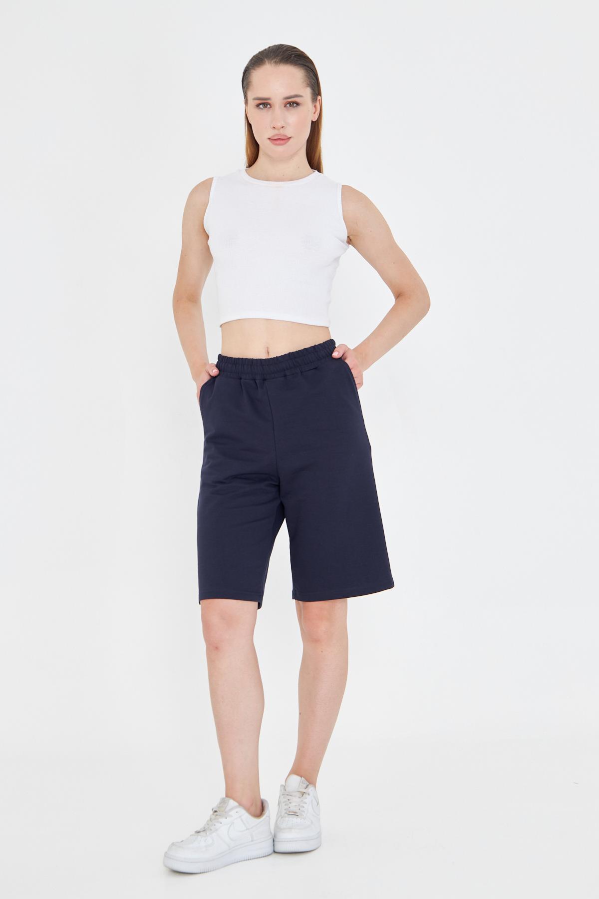 Kadın Pamuklu Kapri Lacivert 7003-L