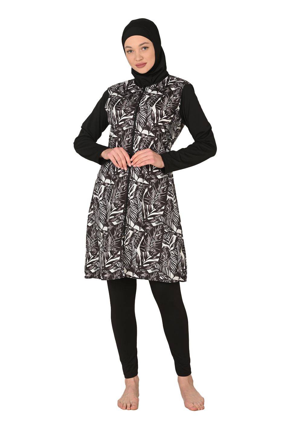 Tam Kapalı Paraşüt Kumaş Tesettür Mayo 3447