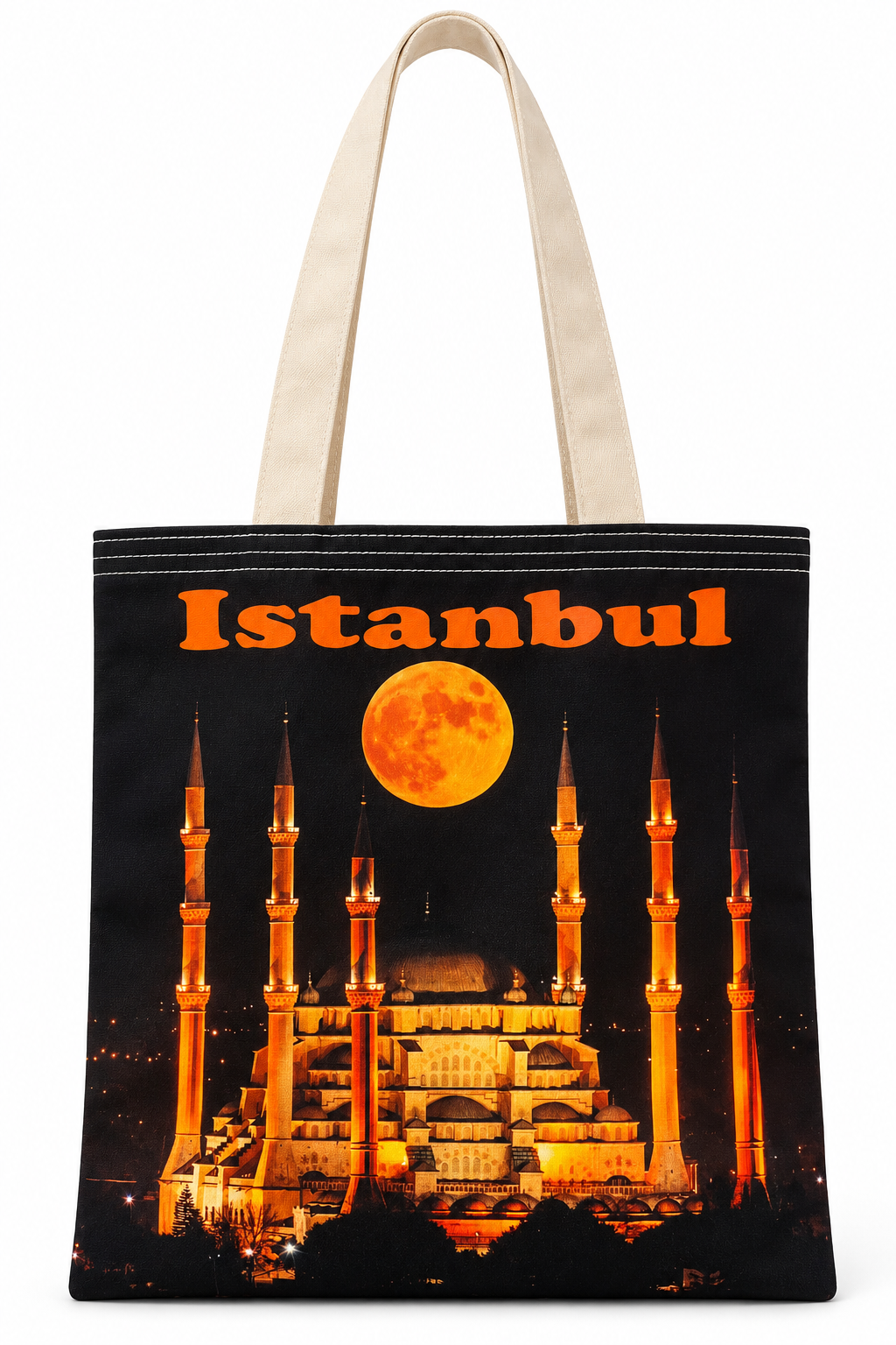 Sultan Ahmet Cami Deseni Baskılı Pamuklu Bez Çanta 35x40cm -BC2