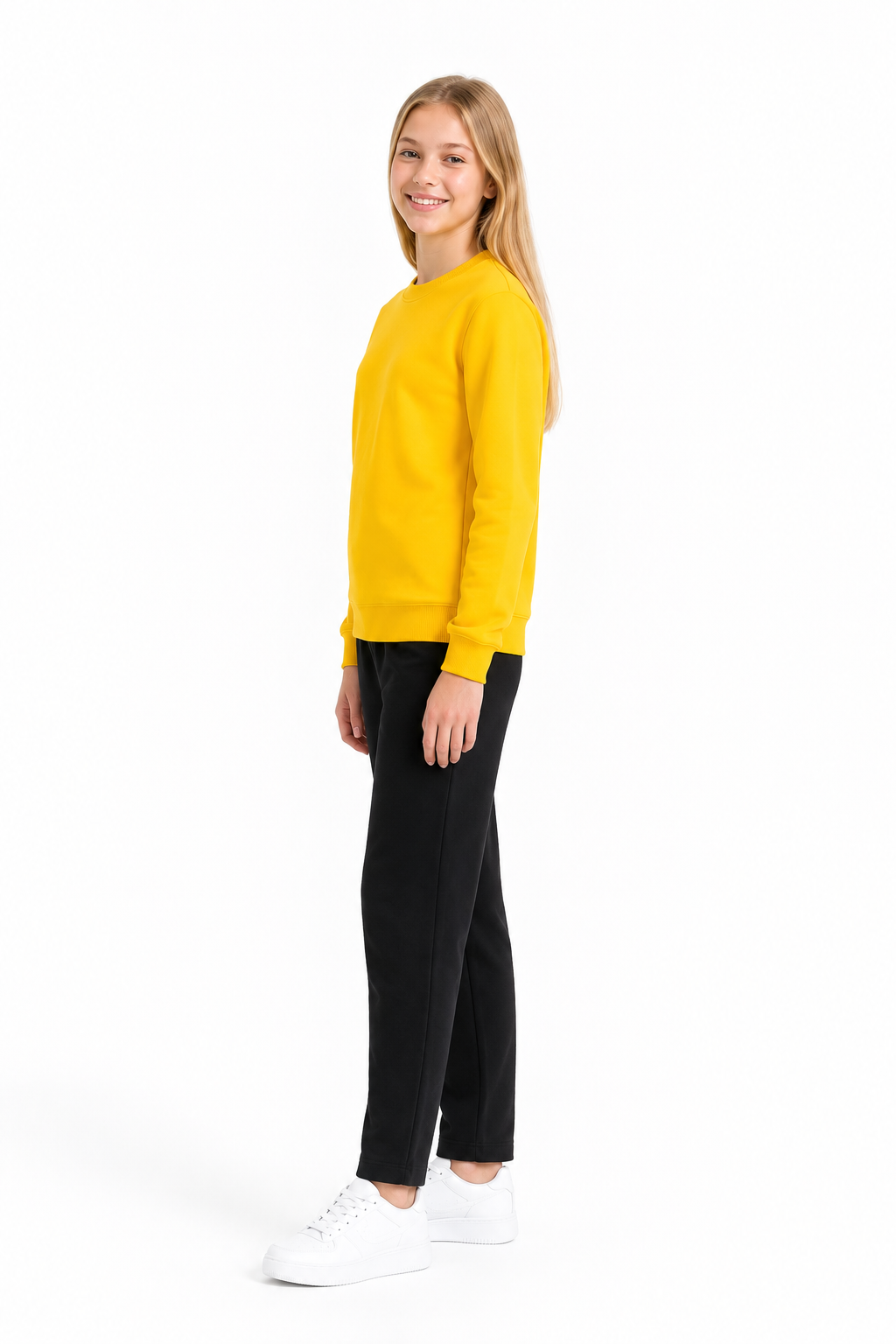 Unisex Çocuk Şardonlu Bisiklet Yaka Eşofman Takımı Sarı-301